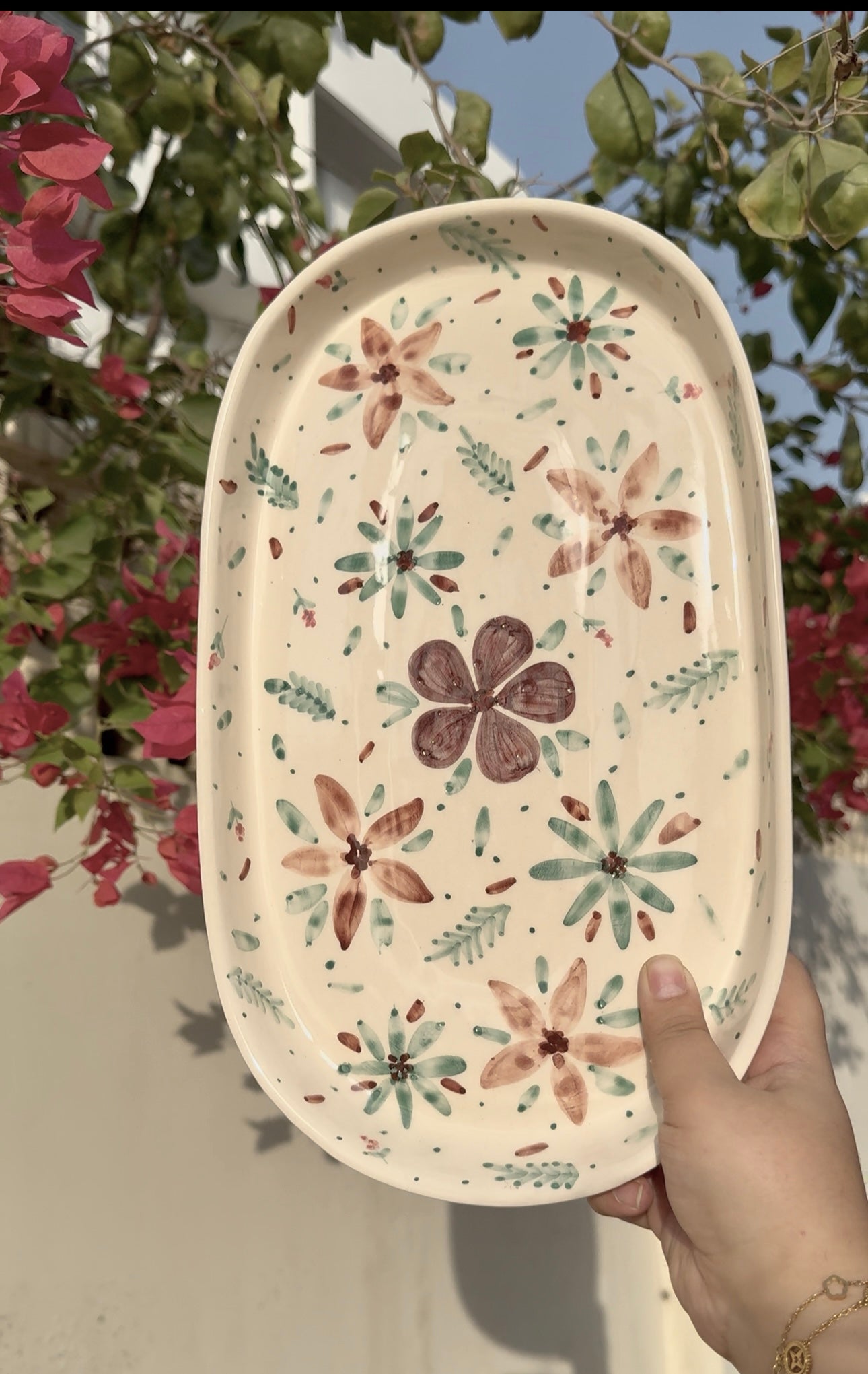 Violet & Teal Floral Platter