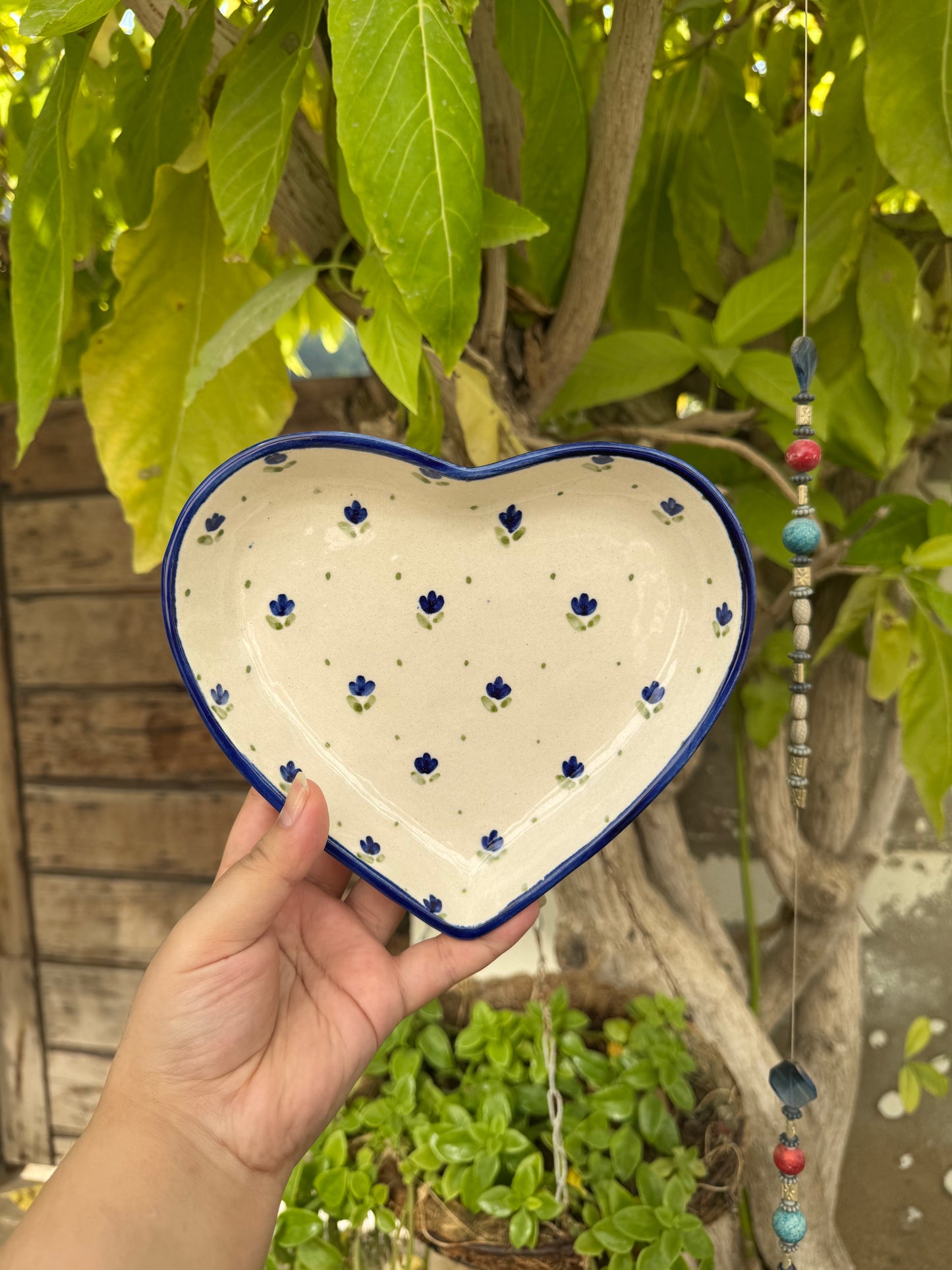 Blue Meadow Heart Plate