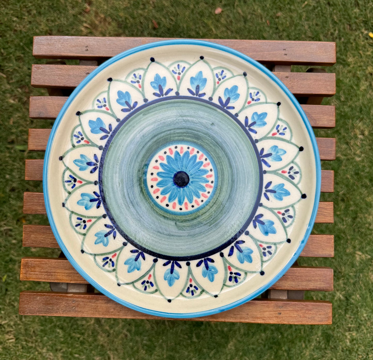 Teal Floral Plate