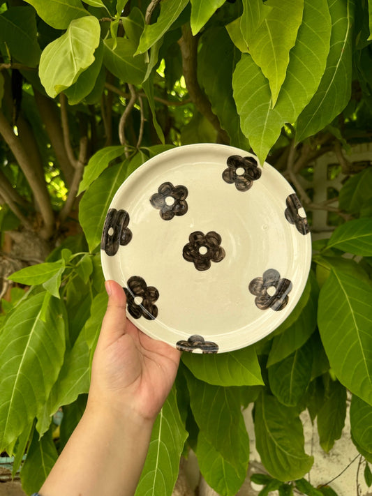 Black Floral Plate - Plates