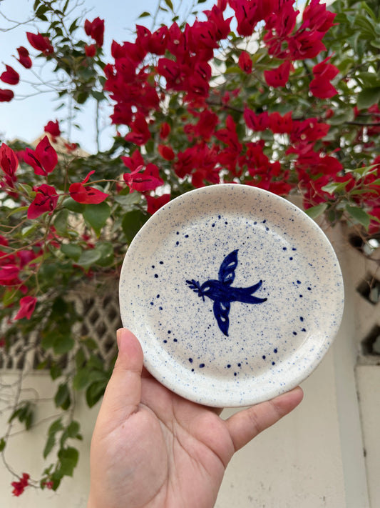 Cobalt Bird Dessert Plate