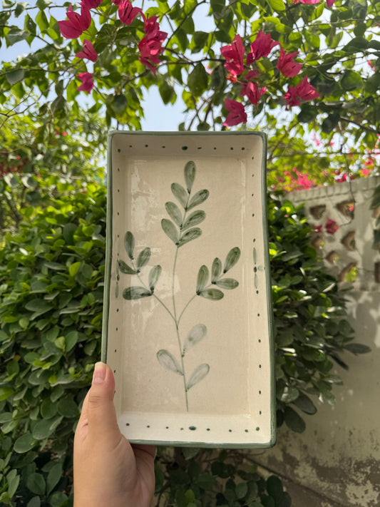 Green Leaf Rectangle Platter