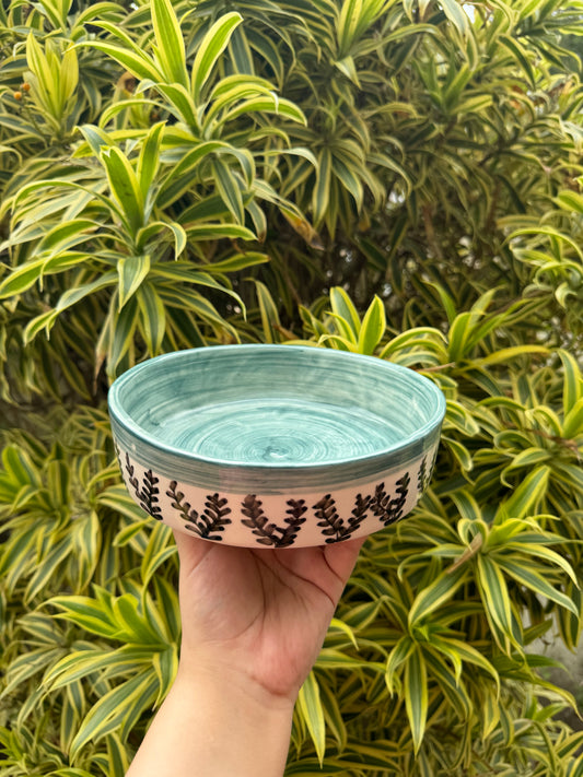 Teal Bloom Serving Bowl