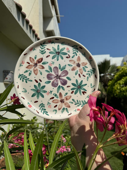 Violet & Teal floral plate