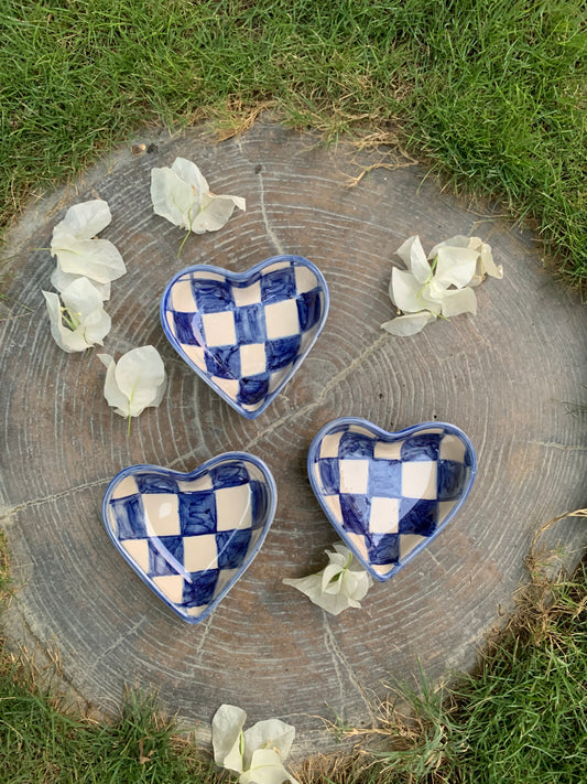 Blue Chequered heart trinket