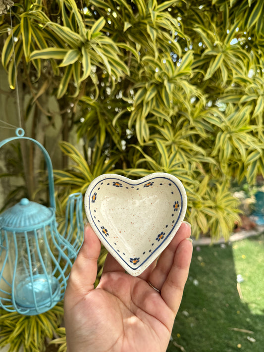 Blue flower heart trinket