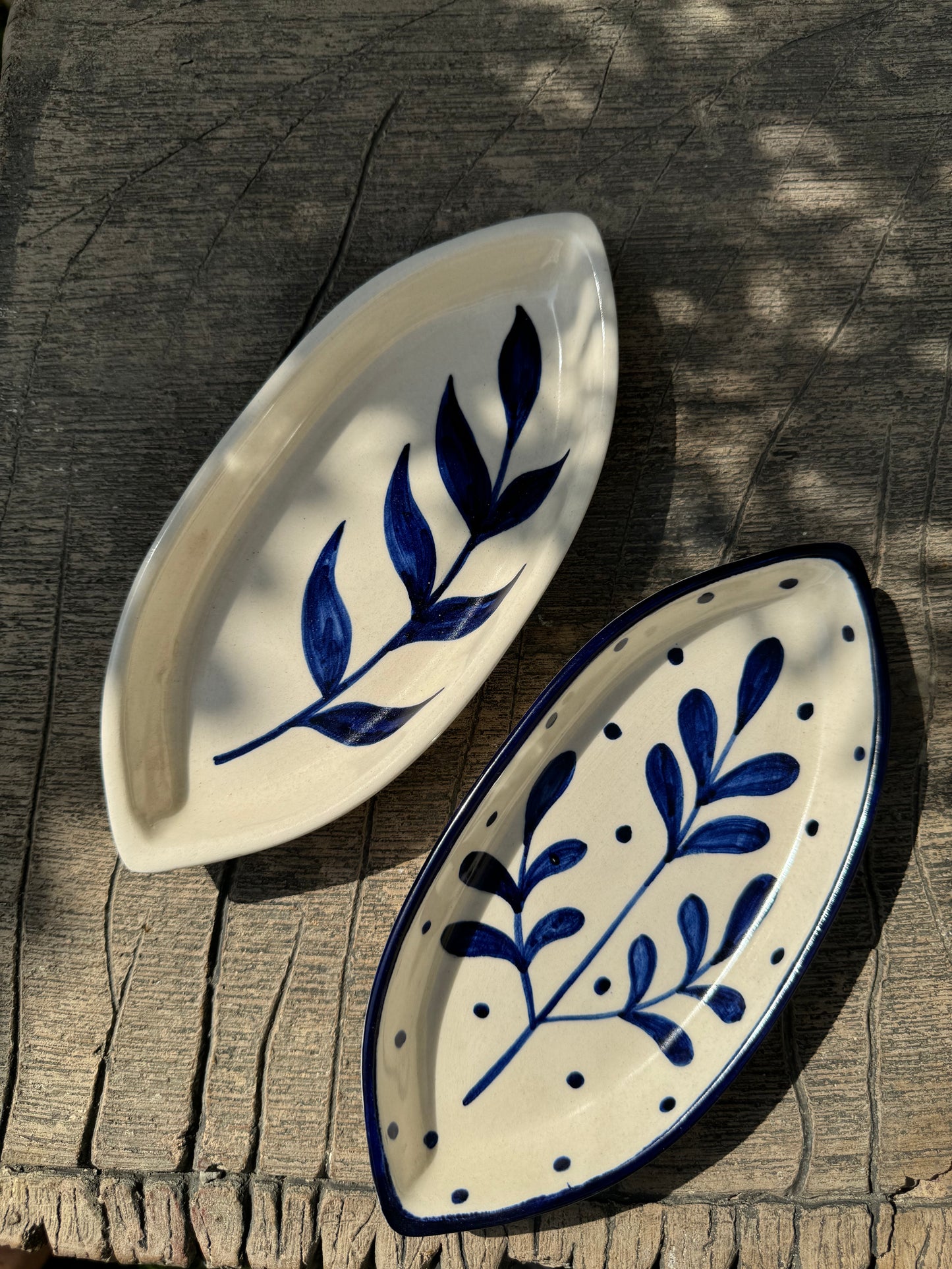 Boat Platter - Blue Leaves