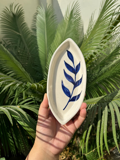Boat Platter - Blue Leaves