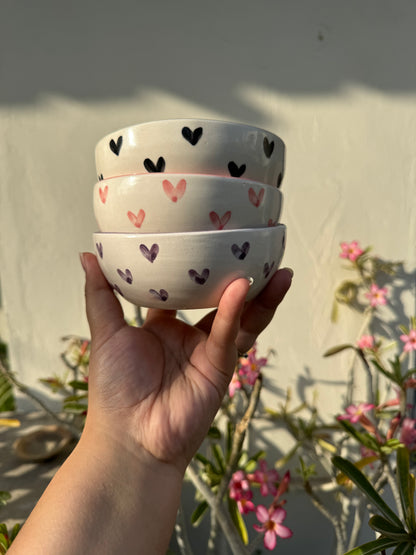 Coloured Heart Bowls