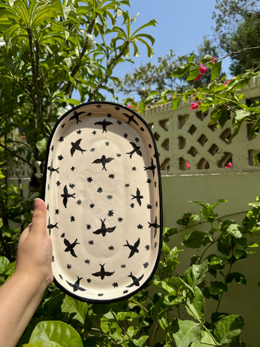 ceramic pottery handmade platter hand painted