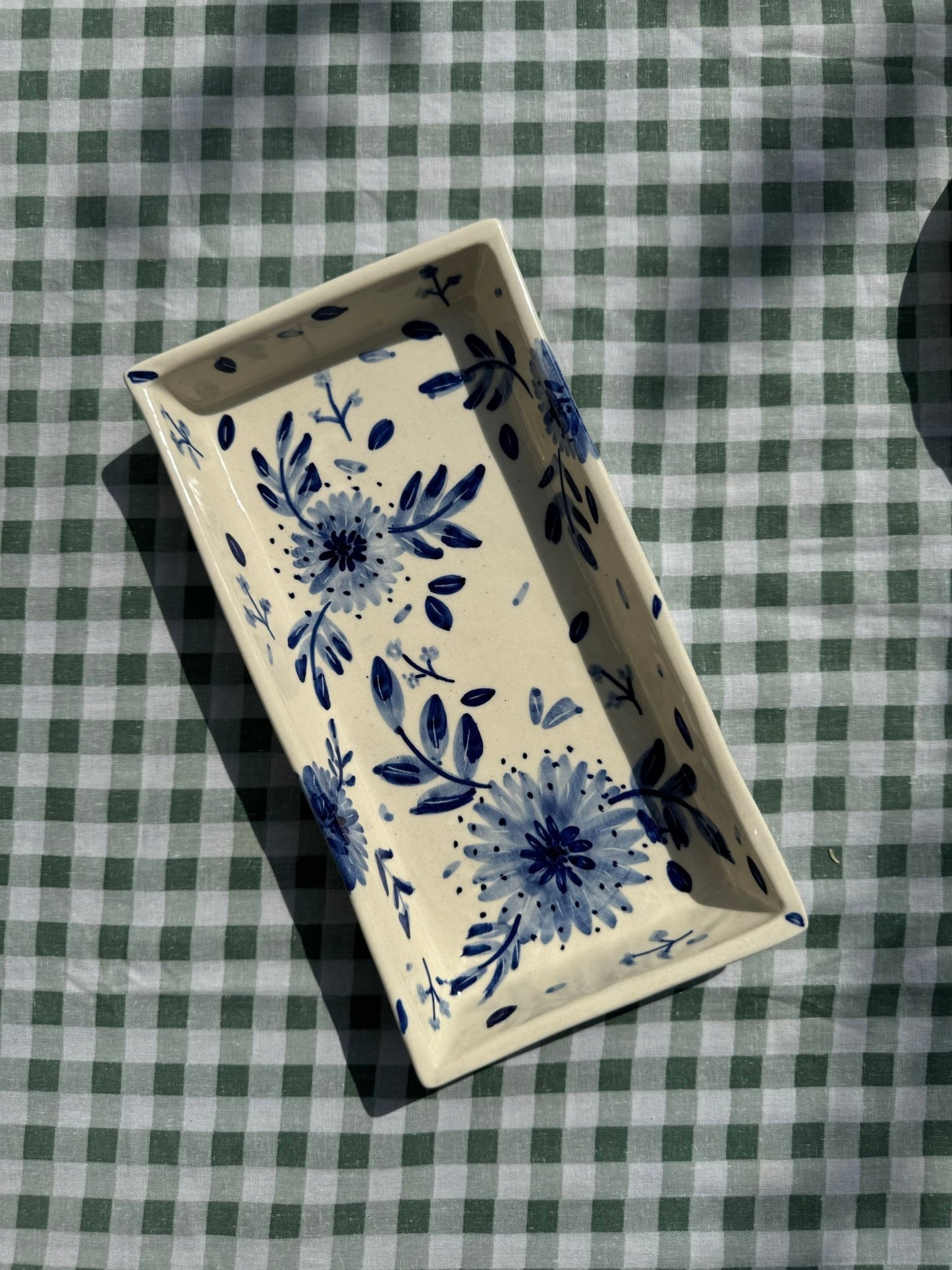 Blue Floral Rectangle Platter - Platters