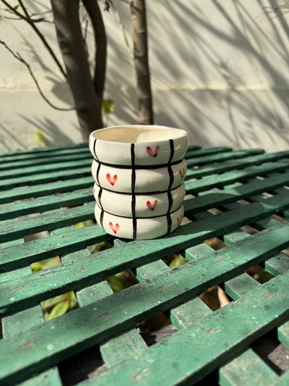 Chequered Red Hearts Bubble Mug - Mugs